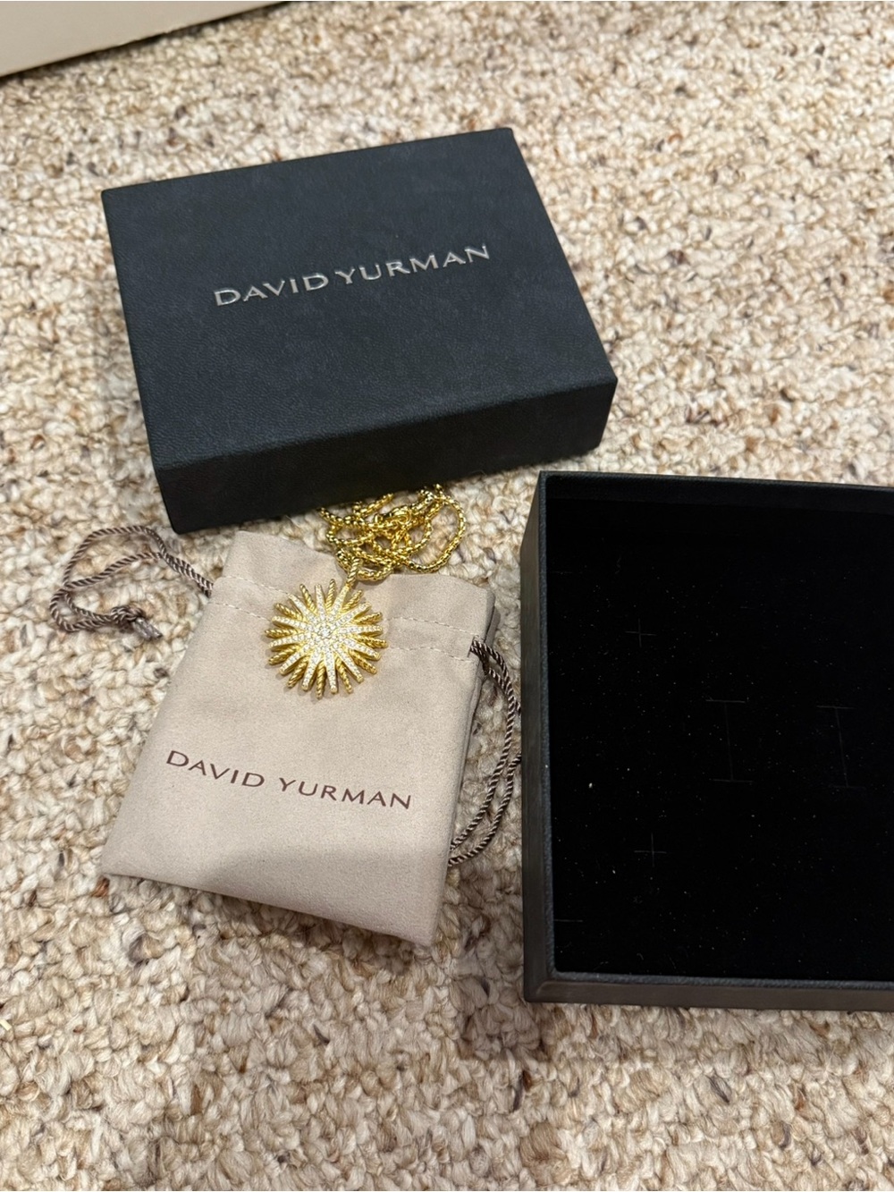 David Yurman Large Sunburst Pendant 18K Yellow White Gold 2.03ctw VS/E